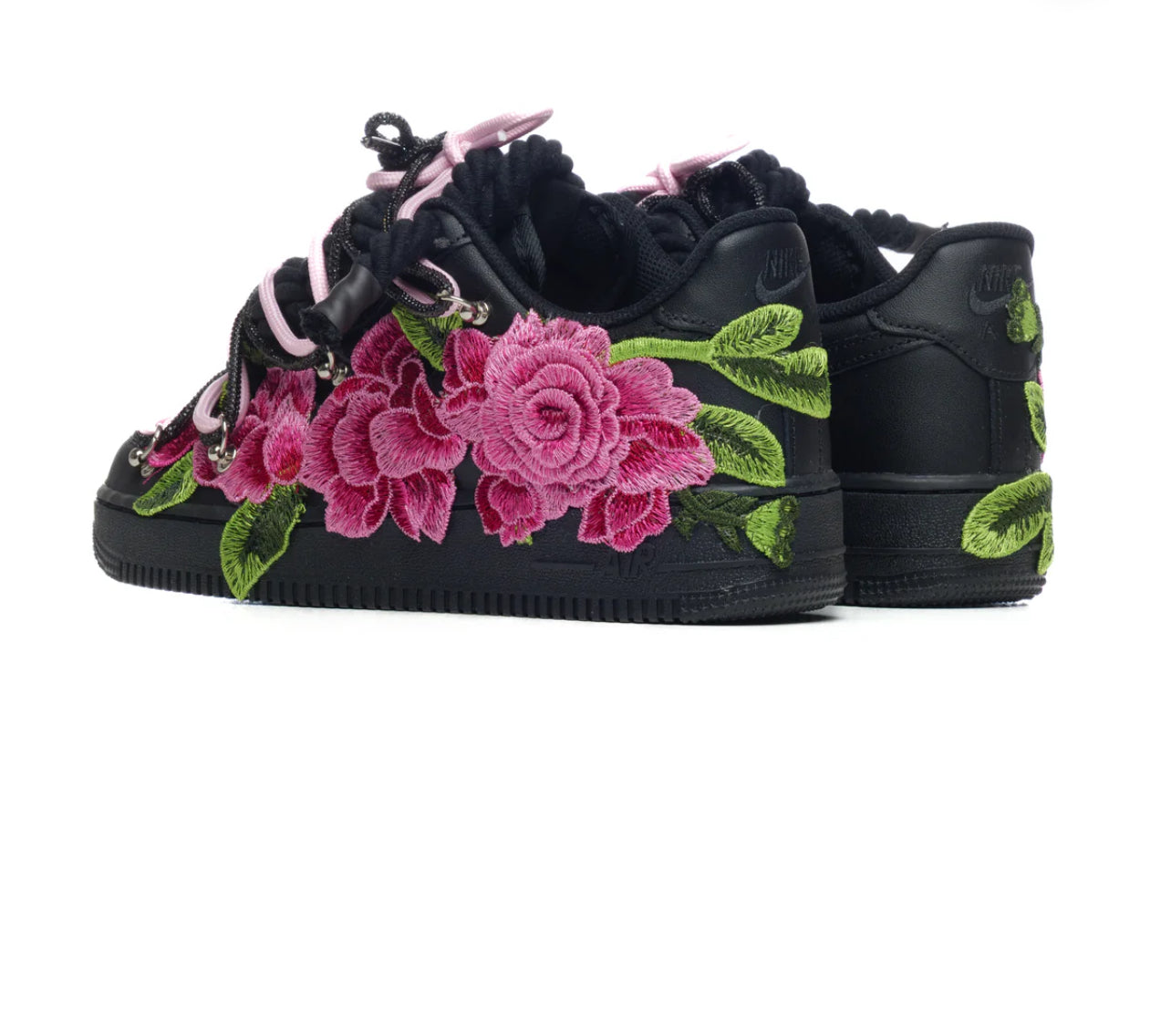 NIKE AIR FORCE BLACK "PINK ROSES