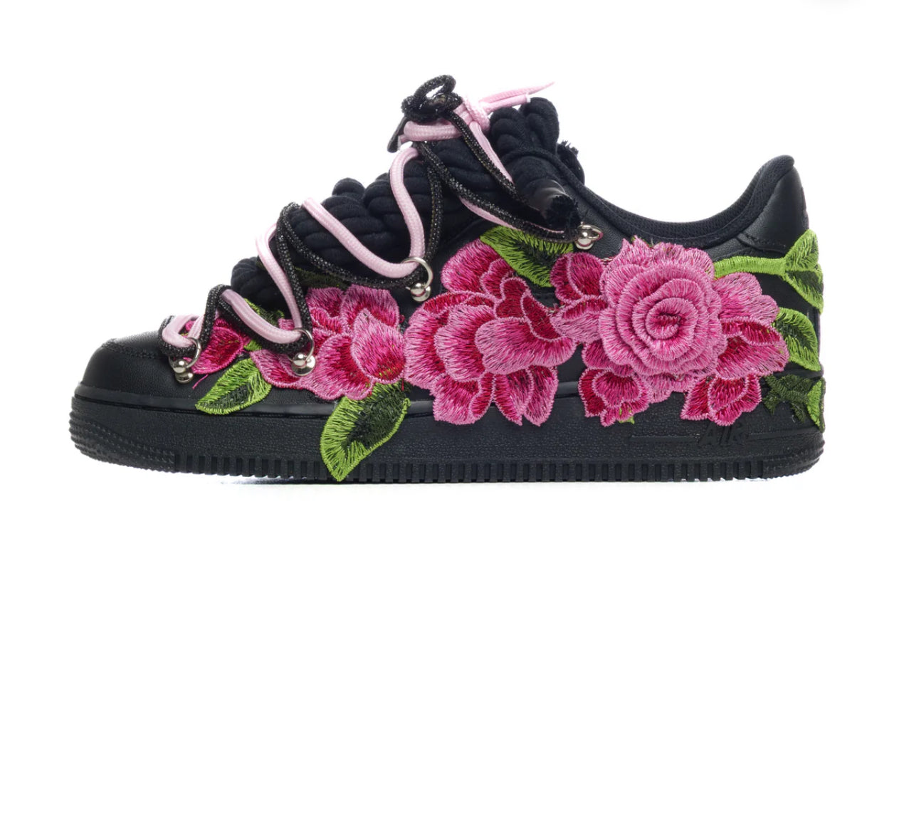 NIKE AIR FORCE BLACK "PINK ROSES