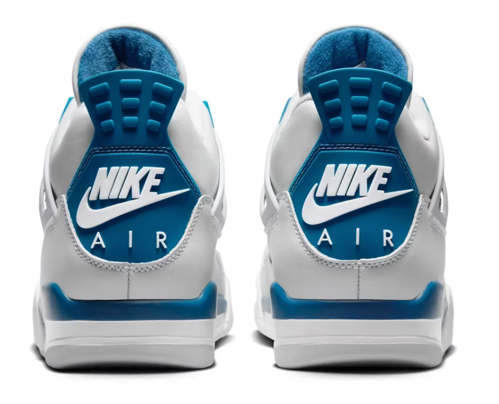 Scarpe da ginnastica bianche e blu collezione air jordan 4