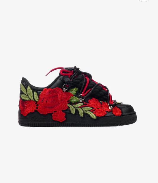 Air Force Black ROPE Laces Red Roses