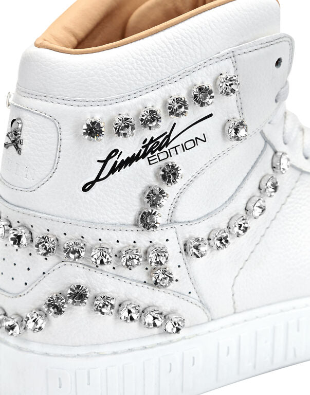 Leather Hi-Top Sneakers Crystal