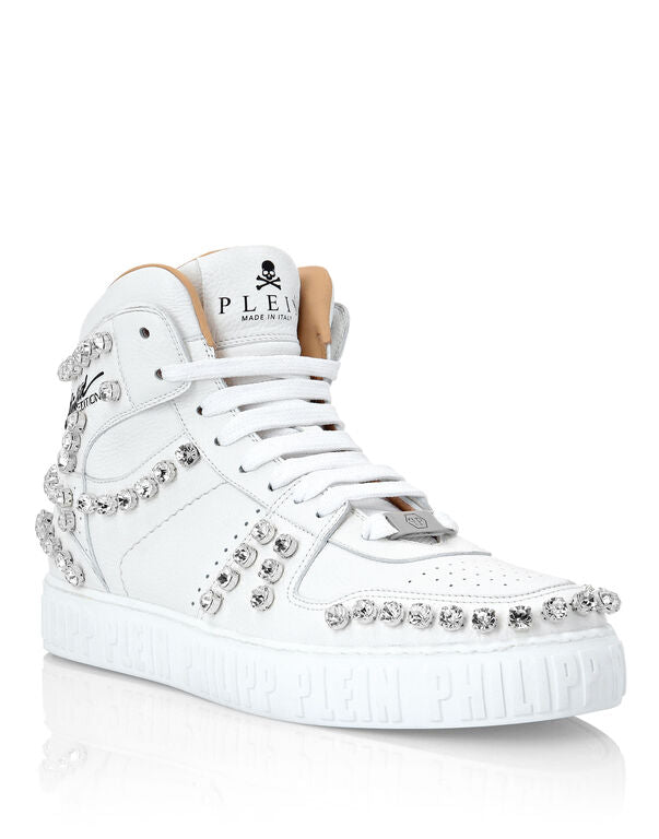 Leather Hi-Top Sneakers Crystal